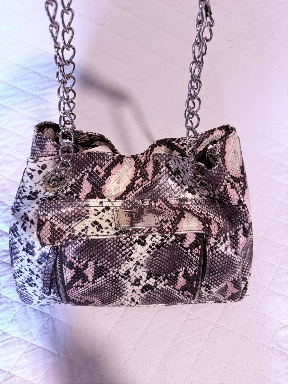 Nicole by Nicole Miller Snakeskin Chain purse Y2K